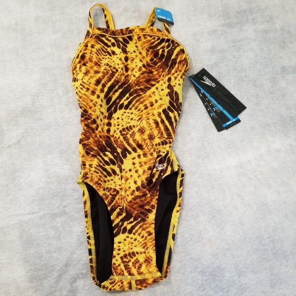 New Gold Speedo Female One-piece Swimsuit - Picture 1 of 2